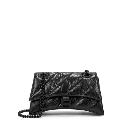 Balenciaga Crush Quilted Leather Shoulder Bag, Shoulder Bag, Black