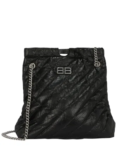 Balenciaga Crush Quilted Medium Leather Tote In Black