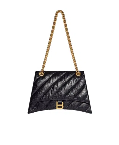 Balenciaga Crush Quilted Shoulder Bag In Black