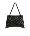 Balenciaga Woman Black Leather Medium Crush Shoulder Bag In Black