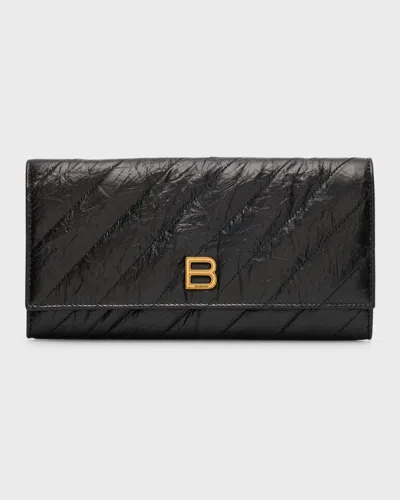 Balenciaga Crush Quilted Wallet On Chain In 1000 Black