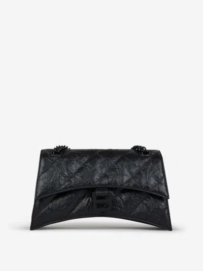 Balenciaga Crush Small Quilted Chain Shoulder Bag In 1000 Black
