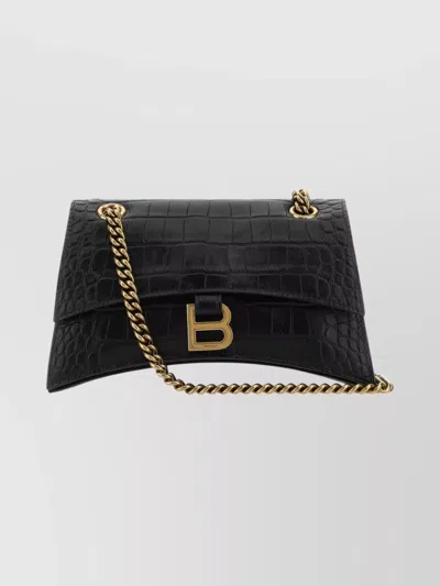Balenciaga Crush S Shoulder Bag With Chain Strap In Black