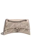 Balenciaga Crush Small Quilted Metallic Chain Shoulder Bag In Beige