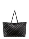 Balenciaga Quilted Leather Shoulder Bag With Monogram Detail In Black