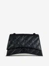 Balenciaga Woman Black Leather Medium Crush Shoulder Bag In Black