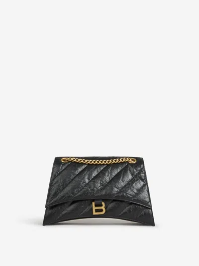 Balenciaga Black Calfskin Crush Chain S Shoulder Bag