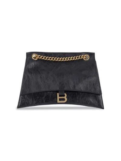 Balenciaga Women Black Leather Crush M Shoulder Bag