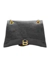 Balenciaga Black Leather Medium Crush Shoulder Bag In Black