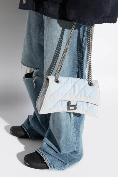 Balenciaga Crush Shoulder Bag In Light Blue