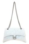 Balenciaga Quilted Fabric Shoulder Bag With Sliding Chain In Navy