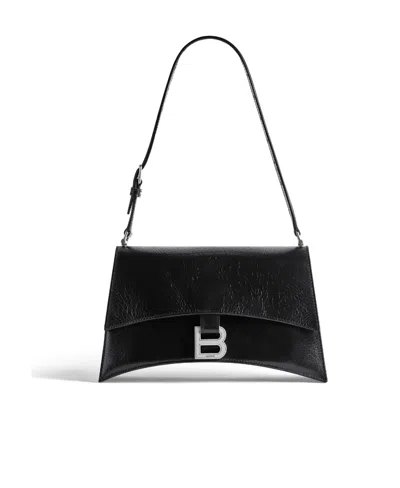 Balenciaga Crush Sling Leather Shoulder Bag In Black