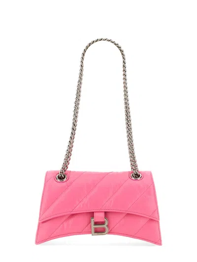 Balenciaga Small Crush Quilted Chain Shoulder Bag In Pink