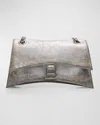 Balenciaga Crush Small Charms Metallic Leather Shoulder Bag In Silver