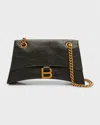 Balenciaga Borsa Crush Piccola With Catena In Pelle Di Vitello Crush Black With Antique Gold Finish In 1000 Black