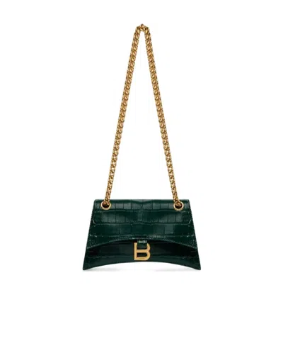 Balenciaga Crush Small Leather Shoulder Bag In Green