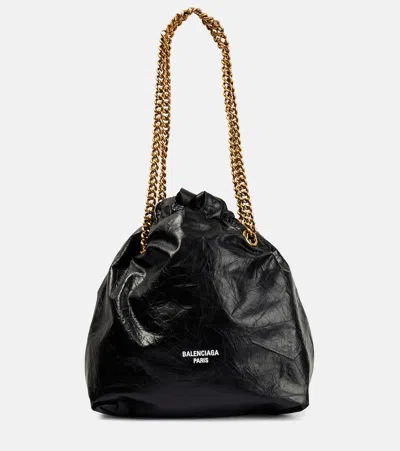 Balenciaga Crush Small Leather Tote Bag In Black