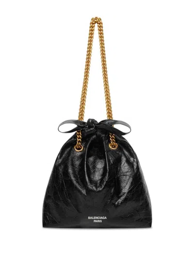 Balenciaga Crush Small Leather Tote Bag In Black
