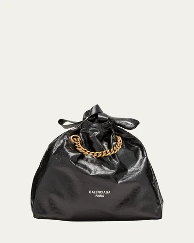 BALENCIAGA CRUSH SMALL LEATHER TOTE BAG