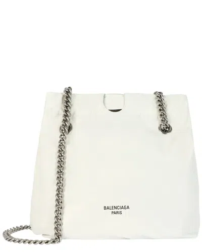 Balenciaga Crush Small Leather Tote In White
