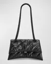 Balenciaga Crush Small Quilted Chain Shoulder Bag In 1000 Black