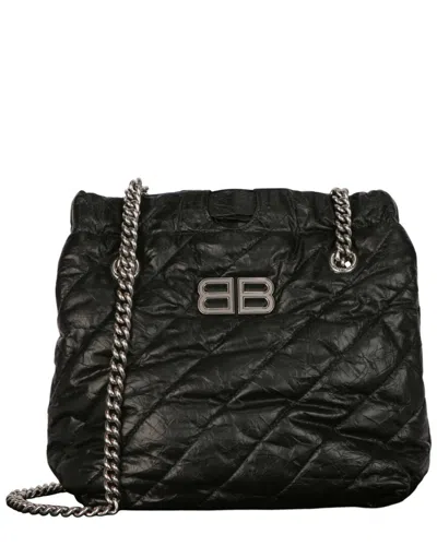 Balenciaga Crush Small Quilted Leather Tote In Black