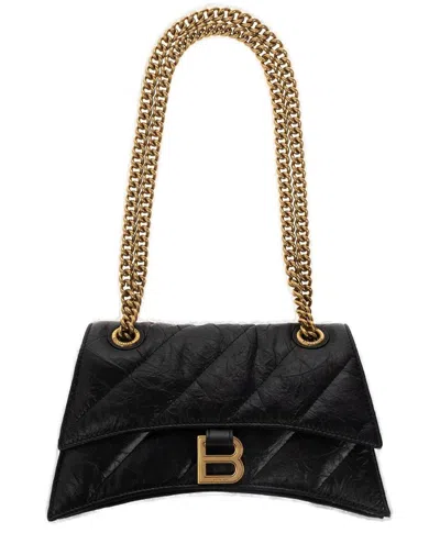 Balenciaga Crush Small Shoulder Bag In Black