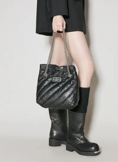 Balenciaga Crush Tote Small Shoulder Bag In Black