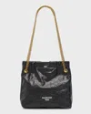 Balenciaga Small Leather Tote Bag With Chain-link Strap In 1000 Black
