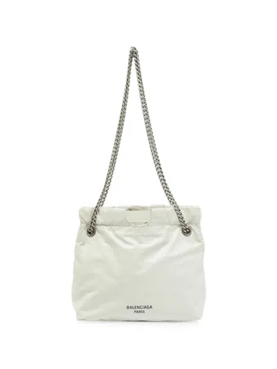 Pre-owned Balenciaga Crushed Chain Shoulder Bag In White