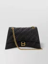 Balenciaga Black Leather Medium Crush Shoulder Bag In Black