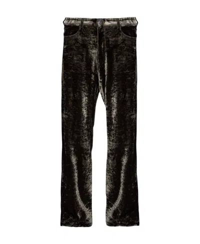 Balenciaga Crushed-velvet Straight Trousers In Black