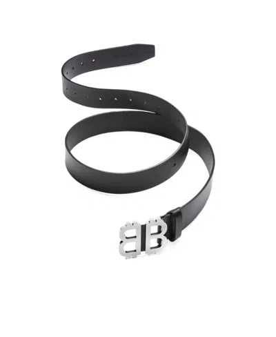 Balenciaga Crypto Bb Leather Belt In Black