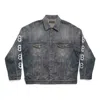 Balenciaga Logo Printed Denim Jacket In Blue