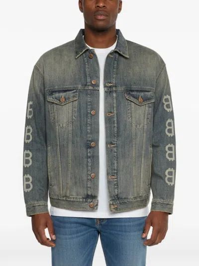 Pre-owned Balenciaga Crypto Print Denim Jacket In Blue
