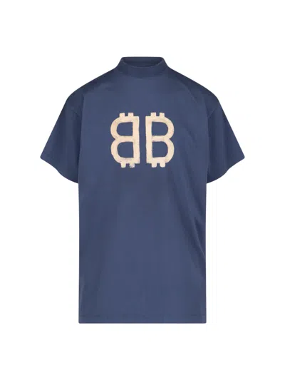 Balenciaga Crypto Printed T-shirt In Blue
