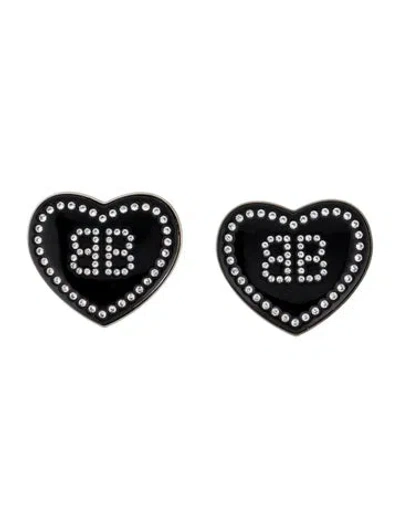 Pre-owned Balenciaga Crystal & Resin Crush Bb Stud Earrings In Multi