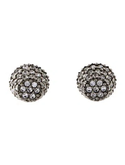 Pre-owned Balenciaga Crystal Cagole Stud Earrings In Transparent