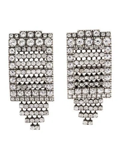 Pre-owned Balenciaga Crystal Embellished Drop Earrings In Transparent