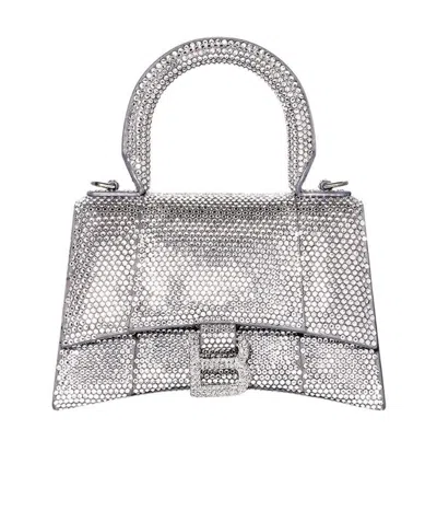 BALENCIAGA BALENCIAGA HOURGLASS CRYSTAL EMBELLISHED TOP HANDLE BAG