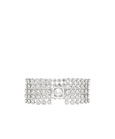Balenciaga Crystal Embellished Necklace In Silver