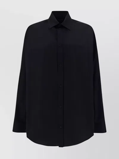 Balenciaga Crystal Embellished Oversize Shirt In Black