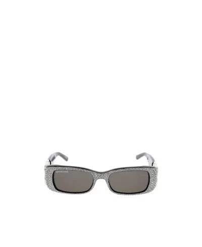 Balenciaga Crystal-embellished Square-frame Sunglasses In Gray