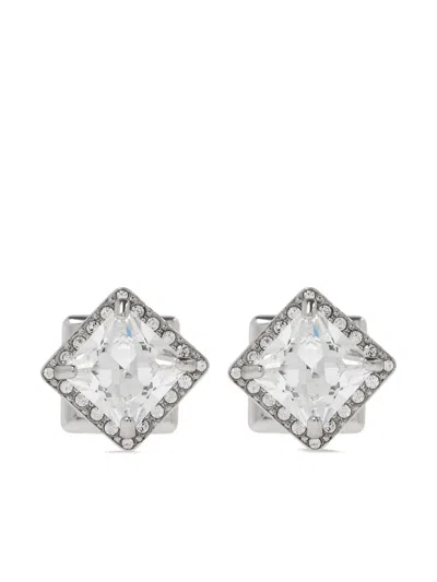 Balenciaga Crystal-embellished Stud Earrings In Silver