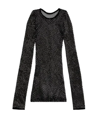 Balenciaga Crystal-embellishment Mesh Top In Black