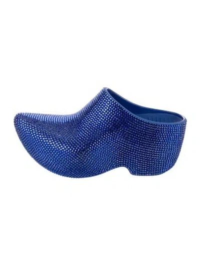 Pre-owned Balenciaga Crystal Embellishments Mules In Blue