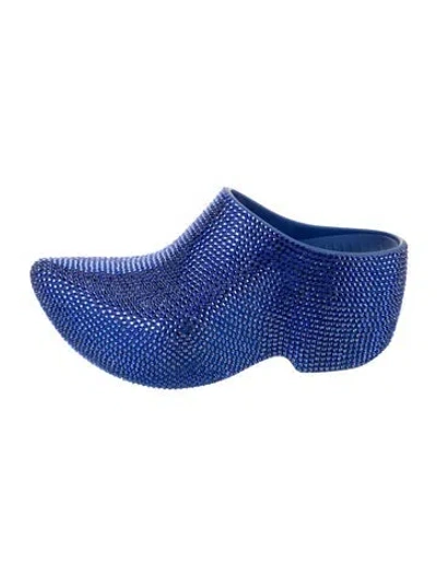 Pre-owned Balenciaga Crystal Embellishments Mules In Blue