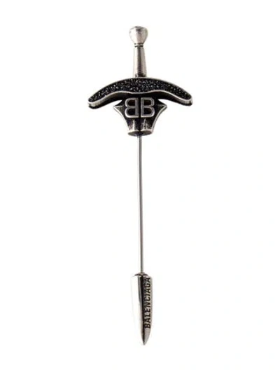 Pre-owned Balenciaga Crystal Got Sword Brooch In Multi