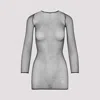 Balenciaga Black Crystal Mesh Mini Top In Black Silver