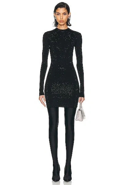 Balenciaga Crystal-embellished Stretch-knit Mini Dress In Black